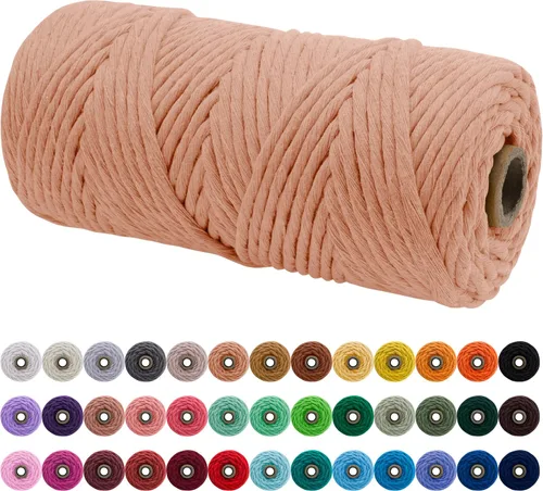 Miniatura 42 de JeogYong Cordón de macramé de un solo hilo 2mm x 164 yardas (492 pies) Cuerda de algodón suave, hilo de macramé 2 mm, suministros de macramé