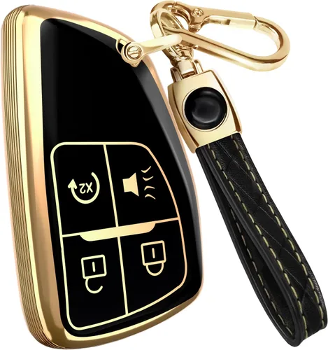 Lucrum Funda para llavero GMC y Chevy y llavero de cuero, funda de TPU para Suburban Acadia Sierra Tahoe Yukon - 2014-2025