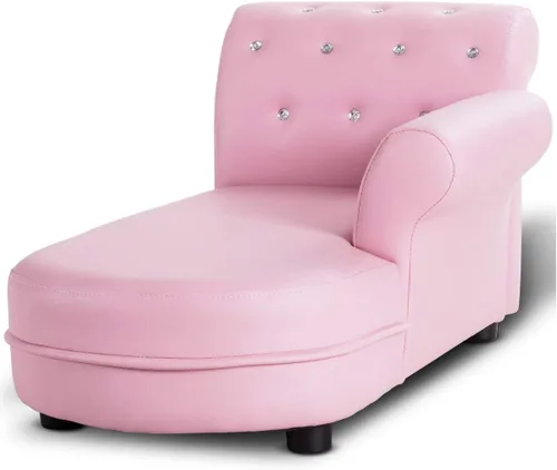 Miniatura 7 de Costzon Sofá para niños, 2 en 1, sofá doble de princesa con superficie de piel sintética, reposabrazos para habitación de niños, sofá suave