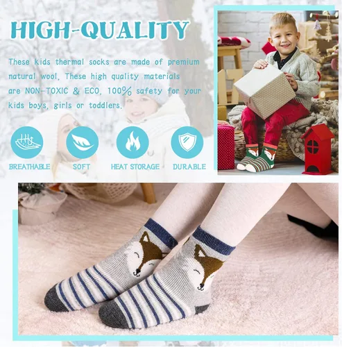 Miniatura 71 de Eocom 6 pares de calcetines de invierno cálidos de lana para niños y niñas