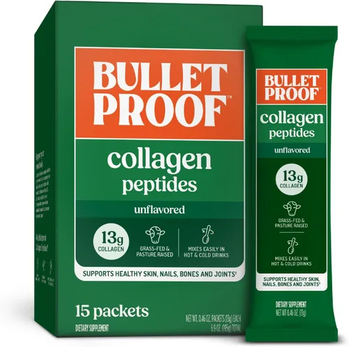 Miniatura 10 de Polvo de proteína de colágeno con chocolate y aceite MCT de Bulletproof, 19g de proteína, 42.3 onzas, tamaño de valor, con péptidos de colágeno