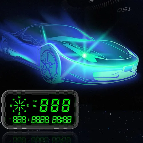 Miniatura 4 de Pantalla HUD para automóvil, velocímetro GPS universal con advertencia de sobrevelocidad, alarma de conducción de fatiga, ojos de pantalla digital