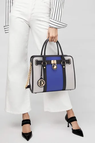 Miniatura 56 de Dasein Bolsos de mano de dos tonos para mujer, bolsos de hombro de cuero vegano, bolsa grande con cartera a juego