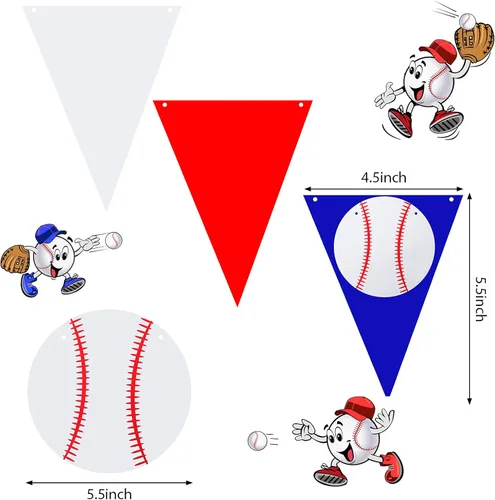 Miniatura 2 de Zonon 4 piezas de decoraciones de fiesta de béisbol, pancarta de béisbol, pelota deportiva, fiesta de cumpleaños, guirnalda de papel (estilo béisbol)