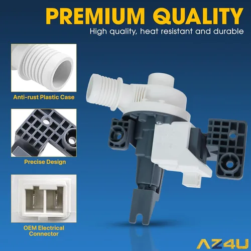 Miniatura 5 de AZ4U b25-3a04 W10876600 Bomba de drenaje para lavadora Reemplaza bomba de drenaje W10727777 W10876600VP AP6004933 PS11738156 Para lavadoras de carga