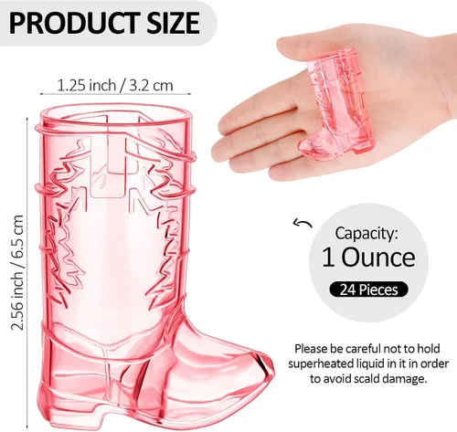 Miniatura 2 de 24 vasos de plástico para botas vaqueras de 1 onza, tazas de cerveza de plástico occidental, tazas reutilizables para botas de vaquero para vaquera