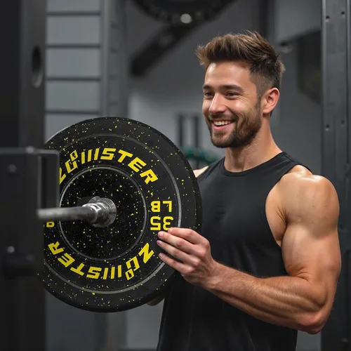 Miniatura 7 de Placa de Parachoques Olímpica Placa de Peso con Alto Rebote Placa de Peso con Inserción de Acero para Entrenamiento de Fuerza y Levantamiento