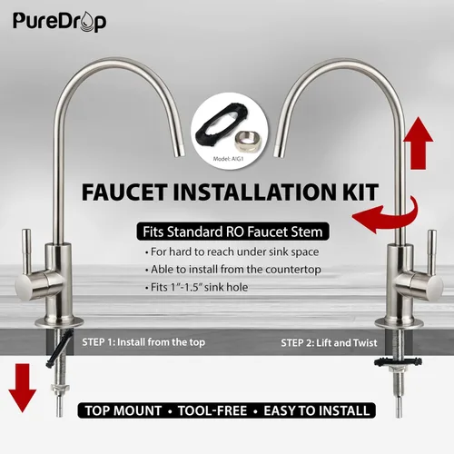 Miniatura 8 de PureDrop RTW5AK-UV Sistema de filtro de agua de ósmosis inversa con certificación SGS, remineralización alcalina y filtro UV, sistema de filtración
