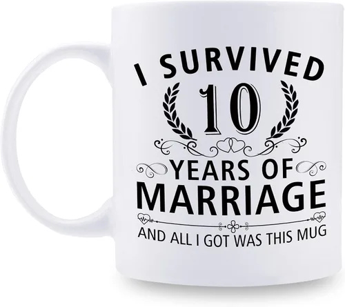 Miniatura 29 de Taza de café de 11 onzas con texto en inglés "I Survived 50 Years of Marriage and All I Got Was This Cup" para el 50 aniversario de boda y para él