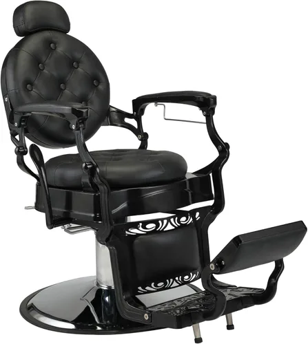 Silla vintage de peluquería, silla profesional de metal resistente que soporta hasta 440 libras con reclinación de 135º y elevación hidráulica,