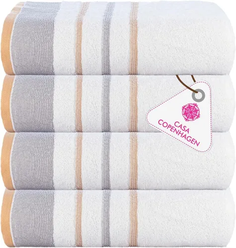 Miniatura 7 de CASA COPENHAGEN Juego de 6 toallas de palomitas de maíz, color azul polvoriento, 21.16 oz/m², 2 toallas de baño, 2 toallas de mano y 2 toallas