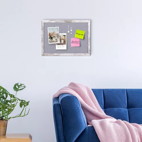 Miniatura 3 de Tablón de anuncios de fieltro gris, 14.2 x 10.2 pulgadas, tablones de anuncios decorativos para colgar en paredes con marco de madera rústica