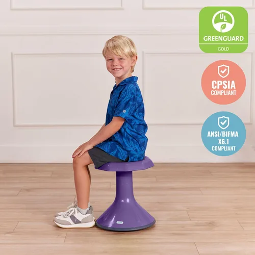 Miniatura 7 de ECR4Kids ACE Active Core Engagement Taburete Tambaleante, Altura del Asiento de 15 Pulgadas, Asientos Flexibles, Berenjena