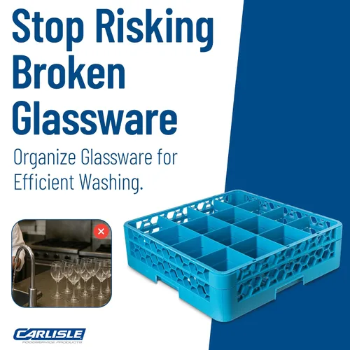 Miniatura 6 de Carlisle FoodService Products Opticlean - Estante para vasos de 16 compartimentos con 1 extensor para cocinas y restaurantes, plástico, 19.875 x