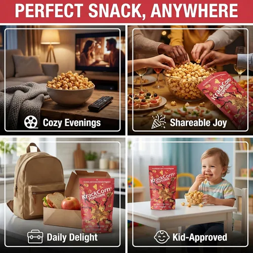 Miniatura 5 de KrackCorn Palomitas de maíz de caramelo, sin OMG, sin gluten, sin alta fructosa, sin culpa, delicia nocturna de película no grasa, 1.25 onzas
