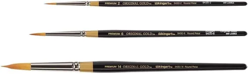 Miniatura 5 de KINGART Premium Original Gold 9430-2 - Cepillo redondo para artista, serie de pétalos florales, pelo sintético Taklon dorado, mango corto