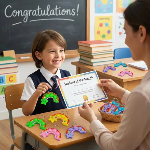 Miniatura 2 de Paquete de 24 juguetes para ansiedad a granel con forma de arco iris para adultos y niños, suministros de fiesta de cumpleaños y premio de burbujas