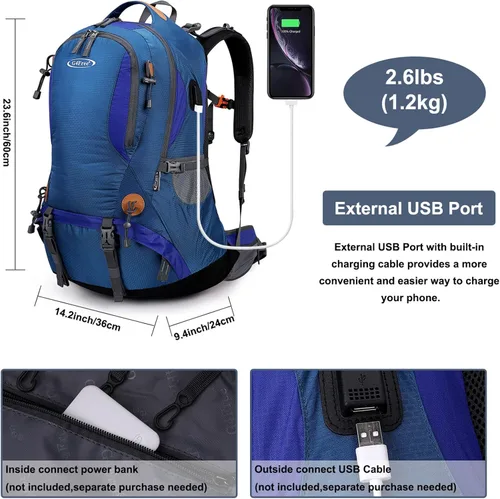 Miniatura 2 de Mochila G4Free de 11 gal para uso en exteriores, campamento, alpinismo, senderismo con funda para lluvia. azul (Blue01)