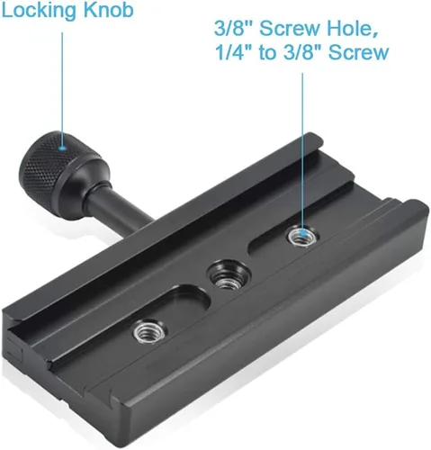 Miniatura 5 de fotoconic Adaptador de abrazadera de placa de arrendamiento rápido de tornillo de 4.724 in de 1/4 de pulgada con tornillos de 1/4-3/8 pulgadas
