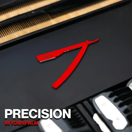 Miniatura 9 de GRAVITY RAZORS Kit profesional de maquinilla de afeitar recta, exposición mínima, incluye 10 cuchillas premium, 0.020 in expuestas, rojo