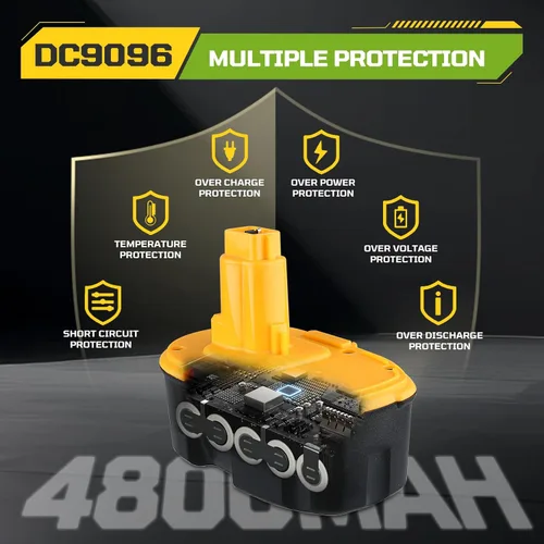 Miniatura 5 de 4800mAh DC9096 Batería de repuesto para Dewalt 18V XRP Batería NI-MH DC9099 DC9098 DW9099 DW9098 DW9098 Compatible con cargadores de herramientas