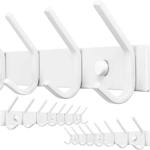 WEBI Perchero de pared, 8 ganchos, 24" de largo, ganchos para colgar abrigos montados en la pared, gancho para colgar abrigos, estante de ganchos,
