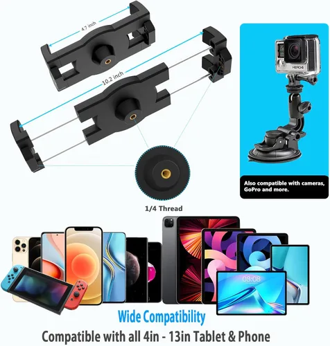 Miniatura 6 de Soporte de tableta de coche de succión resistente para parabrisas, soporte para tableta de camión, ventana de tablero con adaptador de tornillo