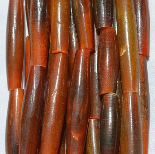 Miniatura 2 de Cuentas naturales genuinas de hueso o cuerno hechas a mano (1.5 pulgadas, 50 piezas) (negro)