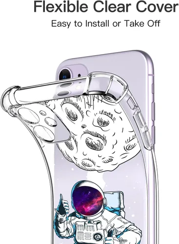 Miniatura 6 de LUXVEER Funda para iPhone 11 con protector de pantalla, elegante diseño floral en TPU suave y transparente, ajuste delgado, funda protectora