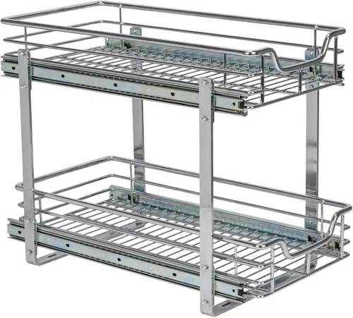 Miniatura 8 de Household Essentials Glidez Organizador de almacenamiento multiusos de acero cromado extraíble/deslizante para uso debajo del gabinete - Diseño de 2