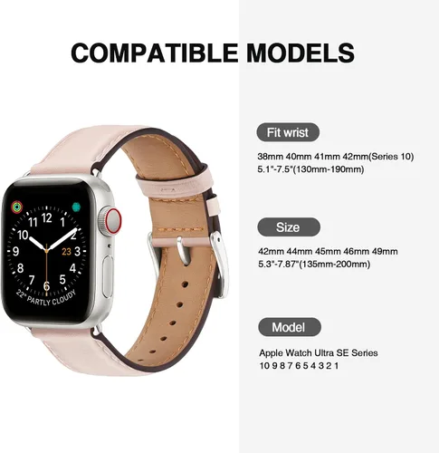 Miniatura 4 de Bandas cuadradas compatibles con Apple Watch de 38 mm, 40 mm, 41 mm, 42 mm, 44 mm, 45 mm, 49 mm, correa de muñeca de cuero genuino para iWatch SE