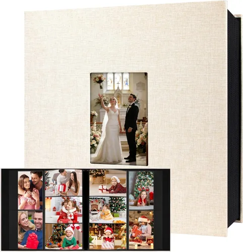 Aevdor Álbum de fotos de 1000 bolsillos de 4 x 6 pulgadas, cubierta de lino de gran capacidad, álbumes de fotos familiares para bodas, con capacidad