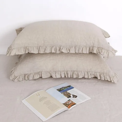 Miniatura 23 de Linen World - Juego de 2 fundas de almohada de lino, 20 x 30 pulgadas, tamaño estándar/Queen, fundas de almohada 100% lino natural francés, fundas
