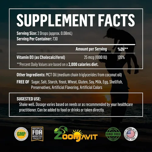 Miniatura 7 de Gotas de vitamina D para bebés, gotas de vitamina D para bebés, 1000 UI, 2 onzas líquidas, vitamina D3 orgánica con fórmula de máxima absorción
