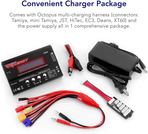 Miniatura 2 de Tenergy 1S-6S Digital Battery Pack Charger for Li-Fe/Li-PO/NiCd/NiMH Packs Balance Charger Discharger w/Tamiya/JST/EC3/HiTec/Deans Connectors + Lipo