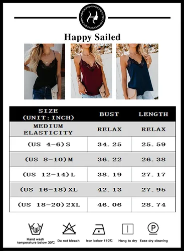 Miniatura 3 de Happy Sailed Camisolas de encaje para mujer, sexy, cuello en V, espalda cruzada, sin mangas, para verano