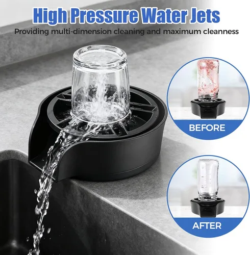 Miniatura 2 de Enjuague de vidrio para fregadero de cocina, enjuague de vidrio giratorio de 360 grados de alta presión con pistola rociadora extraíble, accesorio