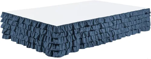 Miniatura 4 de Falda de cama escalonada con volantes de cascada 100% microfibra cepillada con caída de 14 pulgadas, tamaño individual, color azul Allure