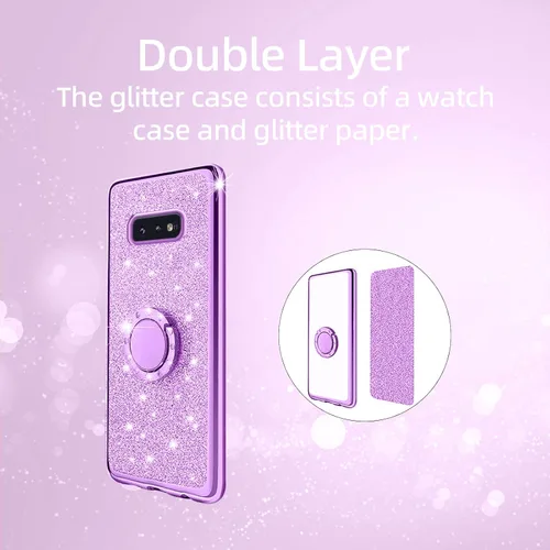Miniatura 8 de Funda para Samsung Galaxy S10e, Galaxy S10e para mujer, con purpurina, cristal suave, transparente, TPU de lujo, bonita funda protectora con correa