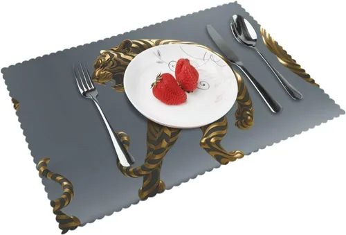 Miniatura 17 de Rectangular Placemats Set of 4, Heat Resistant Dusk Carnation Printed Kitchen Dining Table Mats