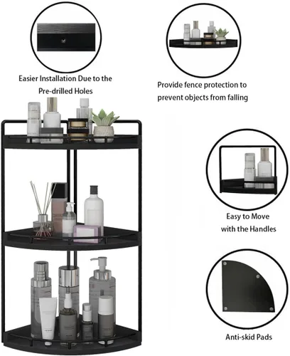 Miniatura 4 de Dorhors Organizador de baño esquinero de 3 niveles para almacenamiento, bandeja de tocador, organizador de encimera de madera para cocina, baño