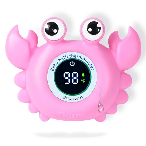 Miniatura 9 de Termómetro de baño para bebé, juguete de cangrejo – Termómetro digital flotante de agua con pantalla LED y alertas de color para bebés, bonito