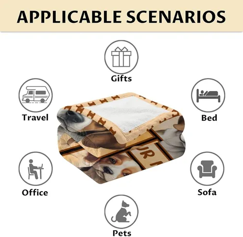 Miniatura 6 de Manta personalizada con nombre Beagle, suave, mullida y cálida, manta de 50 x 60 pulgadas, para cama, sofá, blanco, bonito regalo para niñas y niños