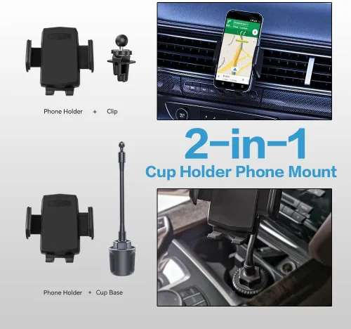 Miniatura 2 de Soporte para teléfono 2 en 1, soporte universal de cuello de cisne ajustable, rotación 360, liberación de un botón, se adapta a teléfonos de 4 a 7