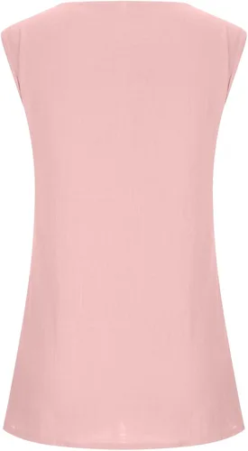Miniatura 6 de ZZWXWA Women Shirts Flowy Sleeveless Cotton Linen Shirts Tunic Tops to Wear with Leggings Loose Fit Solid Round Neck T-Shirt
