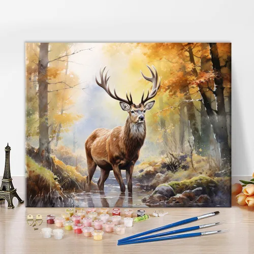 TUMOVO Pintura de ciervos por números, pintura de flores por números para adultos, animales salvajes, pintura por números, niños sobre lienzo,