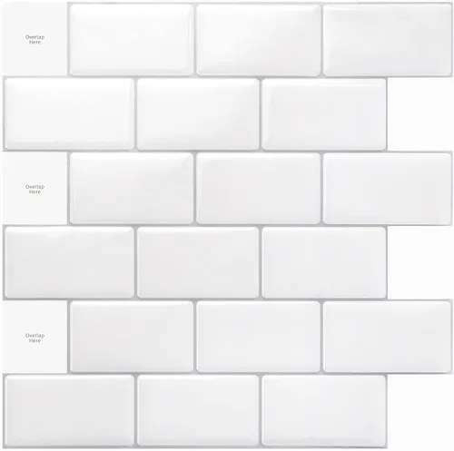 Miniatura 10 de Art3d Protector contra salpicaduras autoadhesivo de 10 hojas, 12 pulgadas x 12 pulgadas, azulejos tipo metro en diseño de mármol