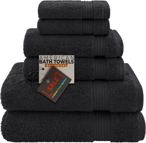 Miniatura 24 de American Bath Towels Juego de 6 toallas turcas de 100% algodón, ultra suaves, absorbentes, 2 toallas de baño, 2 toallas de mano, 2 toallas pequeñas