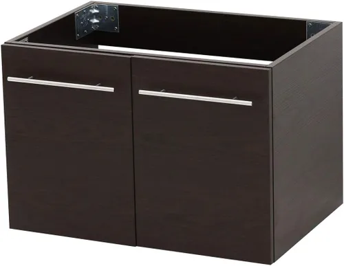 Miniatura 3 de Juego de lavabo flotante para montaje en pared, tocador marrón oscuro, fregadero de cerámica para encimera de piedra plana blanca, 24 pulgadas