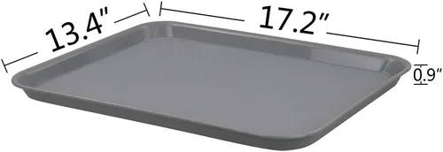 Miniatura 2 de Begale Bandeja de plástico para servir comida rápida, bandeja grande de cocina, juego de 4, gris